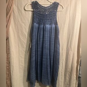 Blue Sleeveless Crochet Dress- Anthropologie - NWT